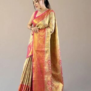 Ganga Pattu Soft Silk Saree - Cream with Royal Red Border