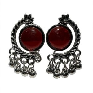 Oxidized Silver Turquoise Maroon red Stone