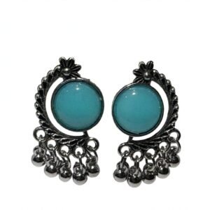 Oxidized Silver Turquoise Blue Stone