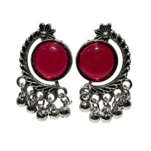 Oxidized Silver Turquoise cherry red Stone