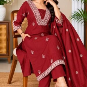 Jaipuri 3 piece dress-red