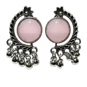 Oxidized Silver Turquoise pink Stone
