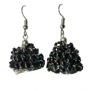 Black Rainbow Beaded Jhumka Earrings